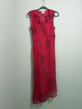 Vtg Y2K Tess Dress Sz 12 Silk Red Paisley Fairy Whimsy Lizzie McGuire Asemmetric