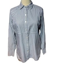 Striped Cotton Long Sleeve Button Down Shirt, Business, Casual, Travel, XS