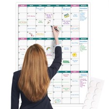 Large Dry Erase Calendar for Wall - Undated 3 Month Wall Calendar, 28" x 40" ...