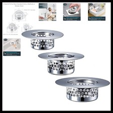 Bathroom Drain Strainers Set of 3 Sizes, Hair Catcher for Bathroom Sink Batht...
