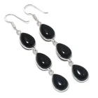 Black Onyx Gemstone Handmade 925 Sterling Silver Jewelry Earring Size 3"