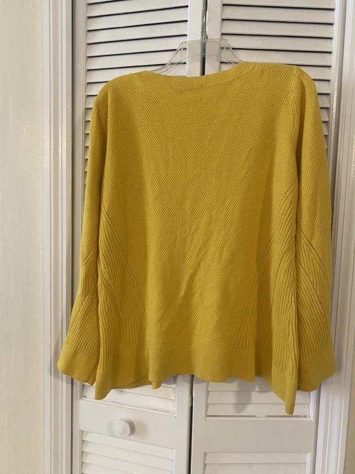 Suéter suéter Ann Taylor Loft para mujer talla XL amarillo 100 % algodón acogedor otoño Foto 2 de 4
