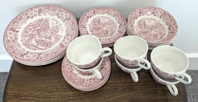 BROADHURST IRONSTONE CONSTABLE SERIE ZWEIHUNDERTJÄHRIG ROSA WEISS TELLER SCHALEN TASSEN