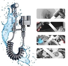 Brass 1-In-2-Out Dual Control Valve Toilet Bidet Sprayer Multi-purpose Two Mount