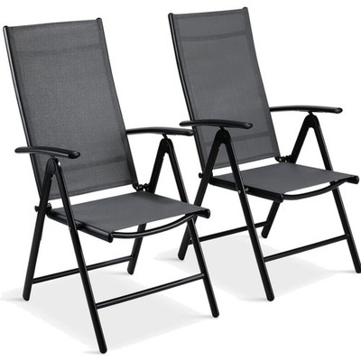 LIFERUN High-Backed Folding Garden Chair, Aluminium Balcony Chair, Set of 2,...