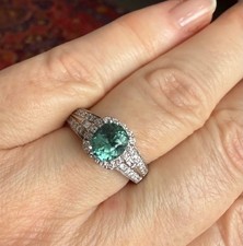 Rare natural Lagoon Tourmaline 1.45ct Diamonds 0.54ct White Gold Ring 1203