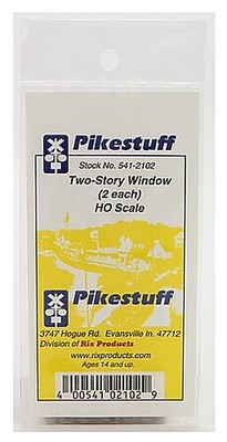 Pike-Stuff 2-Story Window Kit (2) - HO Scale Model Railroad Scratch Supply