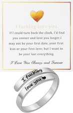 I F♡Cking Love You Ring for Women, Hope Rings Adjustable Stainless Steel Silver