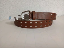 Time and Tru Women's Double Prong Perforated Belt 3X Tan Brown 3XL