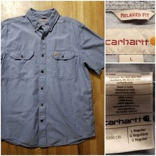 Carhartt L Chambray SS Relaxed Fit Button Shirt Blue S200 CBL Work Chore Mens