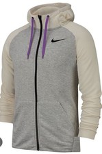 Image of Nike Dry Full Zip Size L Hoodie Trening Long Sleeves  Grey (Small Spot On Sleeve