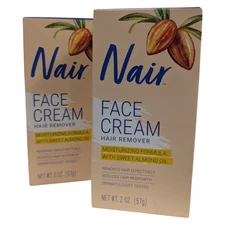 2 x Nair Hair Remover Moisturizing Face Cream with Sweet Almond Oil 2oz DMG Box