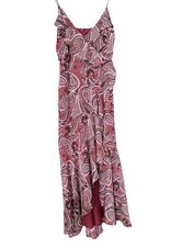 Express Maxi Dress Hi Low Paisley Flowy XS Burgundy Brown Dark Fairy Core Party