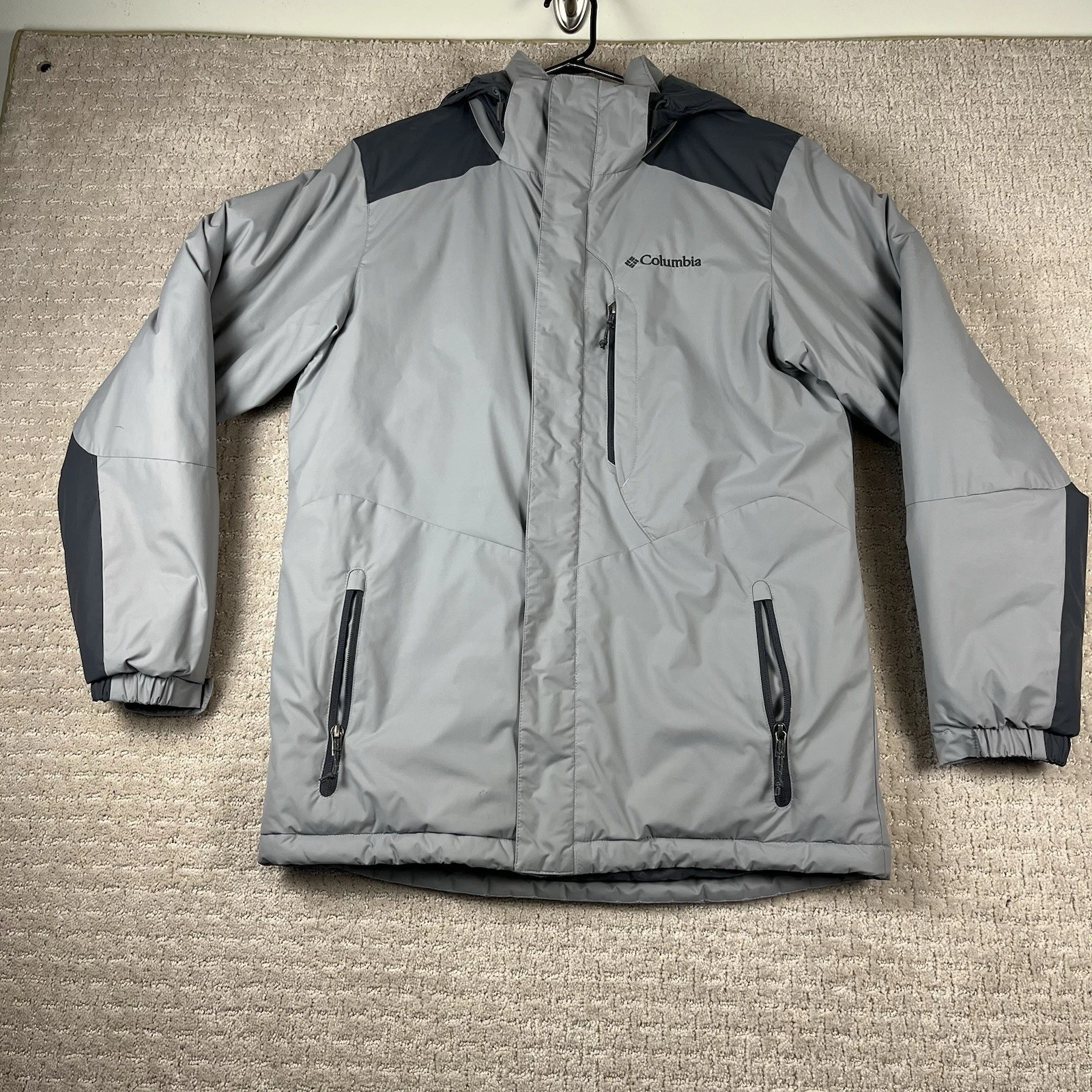 Vintage Columbia Coat Jacket Size Small Gray/Dark Gray Water Resistant Hooded
