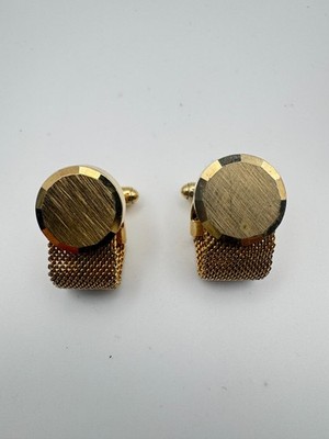 Vintage Anson Cufflinks Mesh Gold Tone Brushed Sunburst MCM