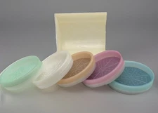 Vintage TUPPERWARE Pastel Wagon Wheel Coasters Set Of 5 With Caddy Rack Holder