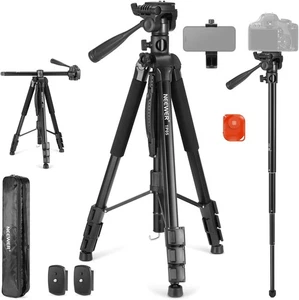 NEEWER 74.4" Monopod vidéo trépied w/3 Tête d'inclinaison de la voie & Poignée pour GoPro DJI