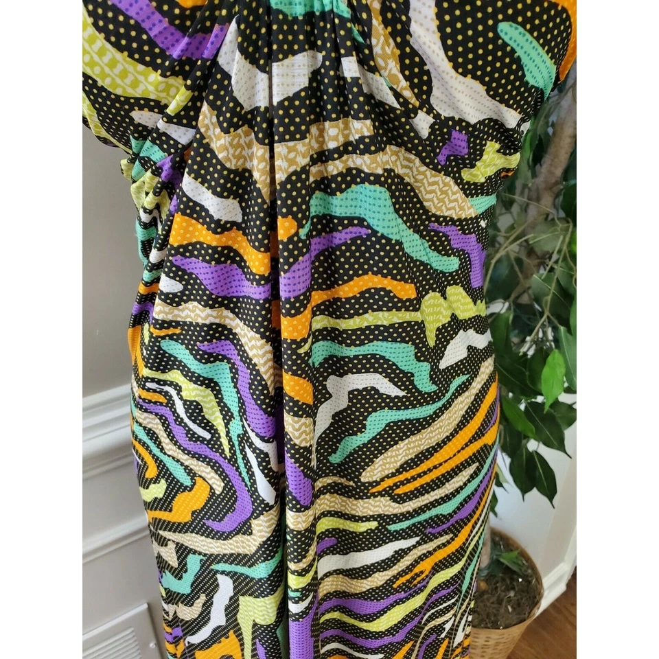 Просто любовь женщин многоцветный полиэстер с бретелью через шею с плеча длинное макси платье S - Изображение 3 из 4