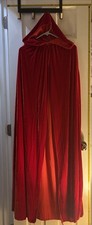 Red Velvet Hooded Cape Cloak One Size Little Red Riding Hood Halloween Costume