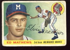 1955 Topps Baseball Card #155 Ed Mathews Single Print