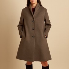 Vintage minimalist Taupe Wool Blend Overcoat Women's Elegant Winter Warm Coat