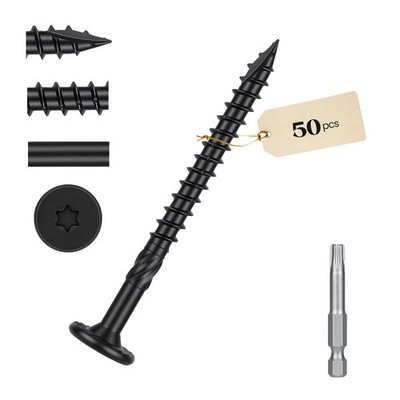 Structural Lag Screws #14 X 2-7/8 Inch, 50-PCS Wood Screws, Black Deck Screws, H