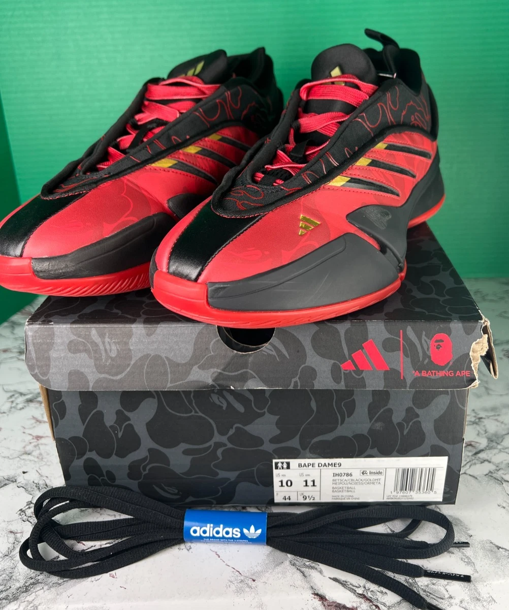 adidas BAPE x Dame 9 Black Scarlet for Sale | Authenticity