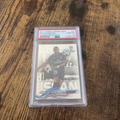 2017 Topps Chrome UCL #41 Kylian Mbappe RC Gem Mint Rookie PSA 10. PSG World Cup