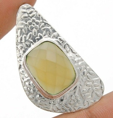 Natürlicher Moos Prehnit 925 massiv Sterling Silber Anhänger