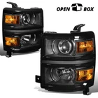 [OPEN BOX] BLACK AMBER SIDE PROJECTOR HEADLIGHT FOR 14-15 CHEVY SILVERADO 1500