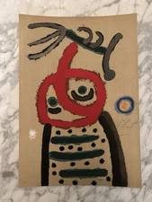 Joan Miro “Femme et Oiseau” Original Color Pochoir Hand Signed With COA