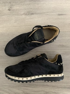 Valentino Garavani Women's Black Suede Studded Low Top Sneakers