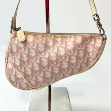 Christian Dior Trotter Saddle Pouch Handbag Shoulder bag PVC Patent Leather Pink