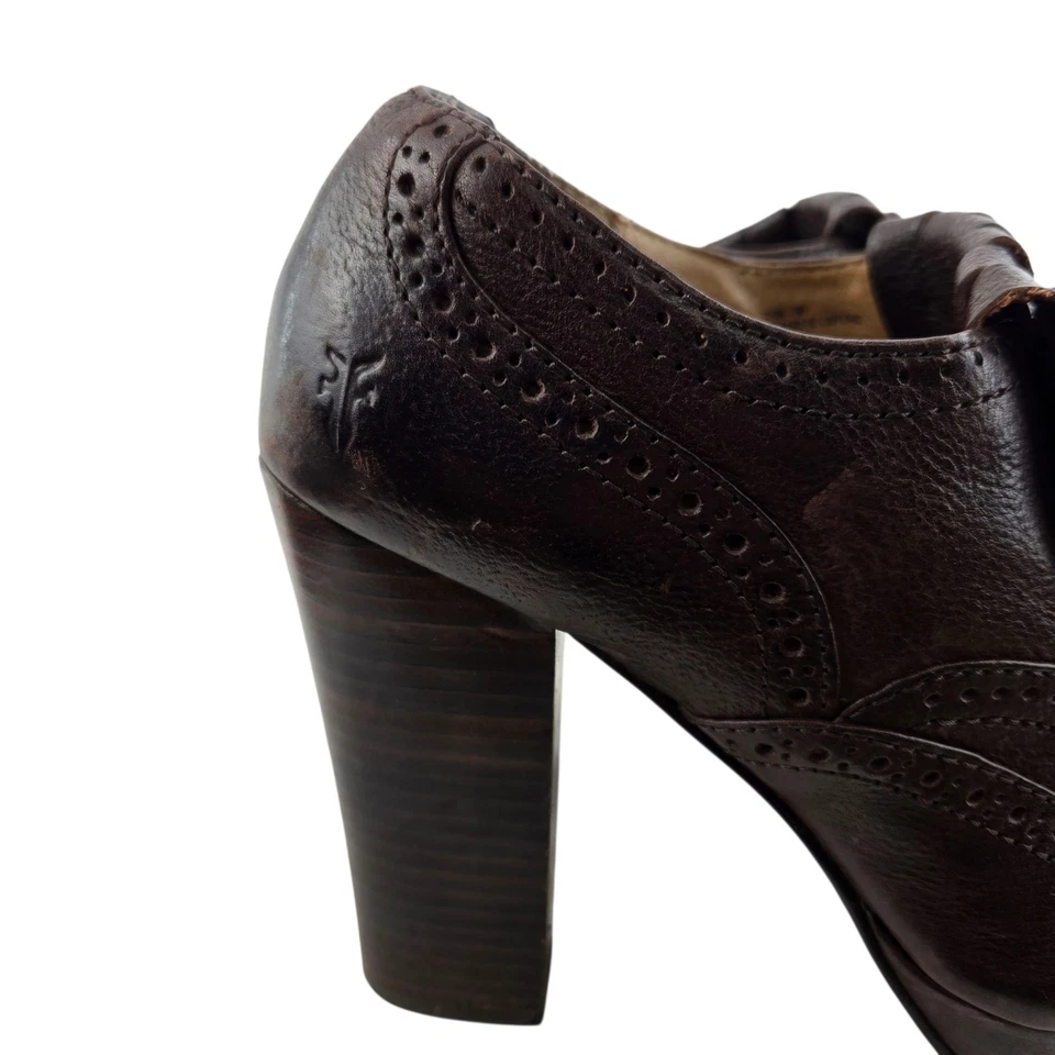 Tacones Frye Mujer 7 Naiya Kiltie Oxford Plataforma Cuero Marrón Oscuro Academia Foto 2 de 4