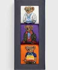 Polo Ralph Lauren Men's 3-Pk. Assorted Seasonal Bear Socks Gift Box Size 10-13