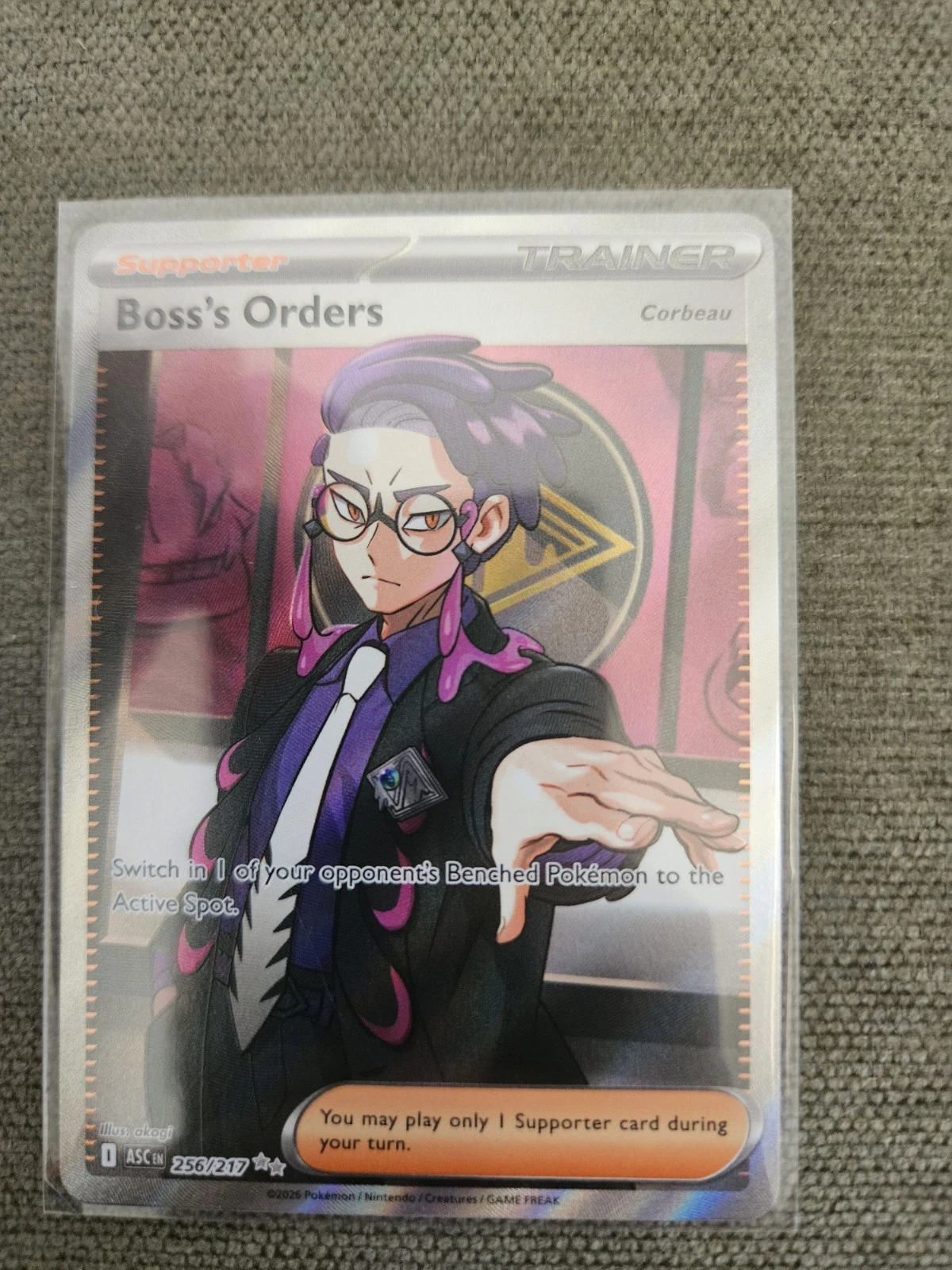 Boss's Orders 256/217 Full Art Trainer Pokemon Card Near Mint Ascended Hero’s