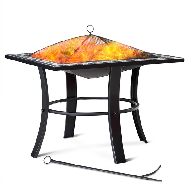 Feuerschale Feuerstelle Feuerkorb Mit Funkenschutz Garten Kamin Grill 76X76Cm-image