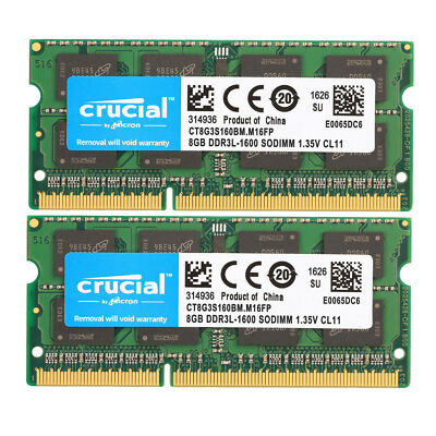 Kit 2x Barrettes Mémoire Crucial 4 Go DDR3 1600 MHz PC3-12800 SO-DIMM 204 Broches Pour Ordinateur Portable
