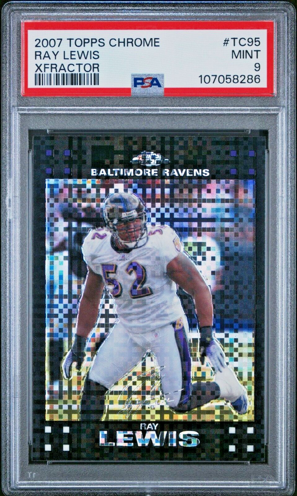 2007 Topps Chrome TC95 Ray Lewis XFractor PSA 9 Mint Refractor Baltimore Ravens