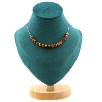 Halskette 15 Perlen Tigerauge 6 Mm. Kette Aus Edelstahl Halskette Frauen