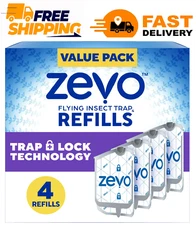 Zevo Flying Insect Trap, Fly Trap Refill Cartridges (Twin Pack, 4 Cartridges)