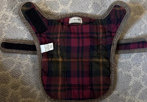 LL Bean Dog Field Coat Small Jacket Green Canvas Flannel Lined  Item 245602