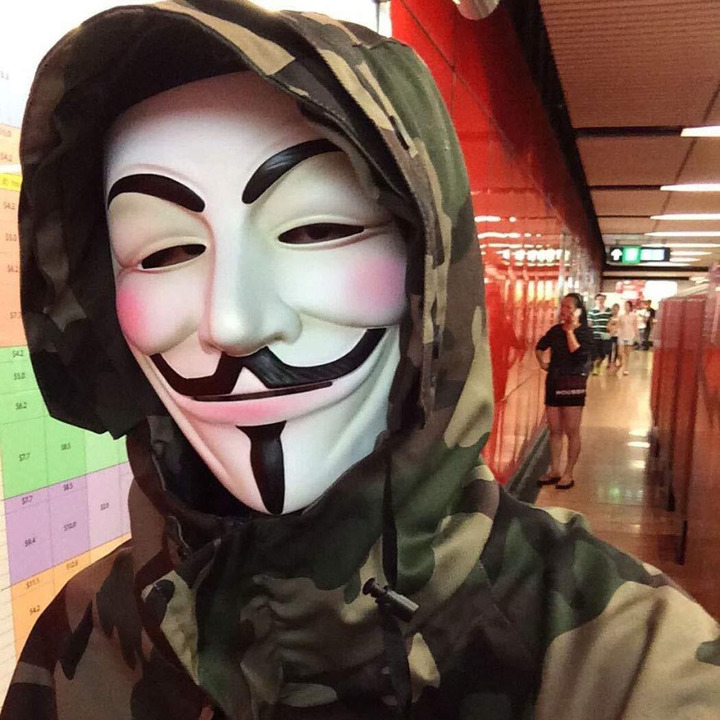 Guy Fawkes Maske V wie Vendetta Maske ACTA Occupy Anonymous Cosplay GoldWeiß