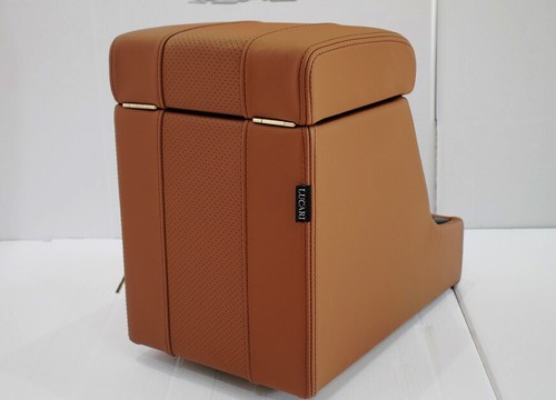 Reposabrazos de cuero tostado alto cubículo caja se adapta a Land Rover Defender 90/110 - Imagen 4 de 6