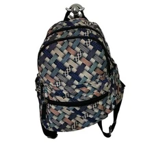 Multicolor Basketweave Pattern Backpack Adjustable Straps
