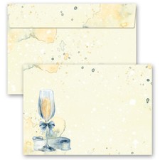 25 enveloppes à motifs au format C6 - RÉCEPTION CHAMPAGNE (sans fenêtre) Invitat