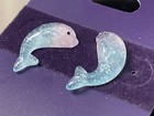 925 STERLING SILVER Pierced .5” Dolphin drop earrings glitter beach zoo kids — photo 9
