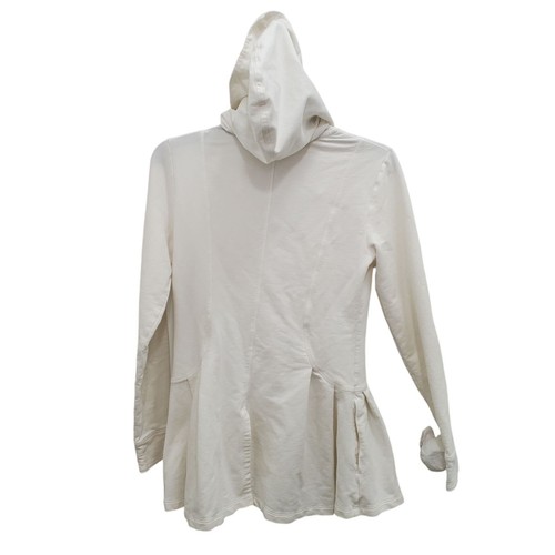 Lucy Activewear White Stretch Cotton Flared Zip Front Snap Hoodie Size S - Picture 8 of 8