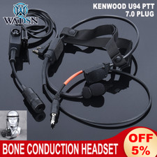 Tactical Wadsn MH180-V Bone Conduction Headphone Softair Headset U94Kenwood PPT