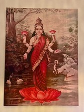 Gemälde XXL auf Leinwand im Holzrahmen - Lakshmi-hinduistische Göttin des Glücks